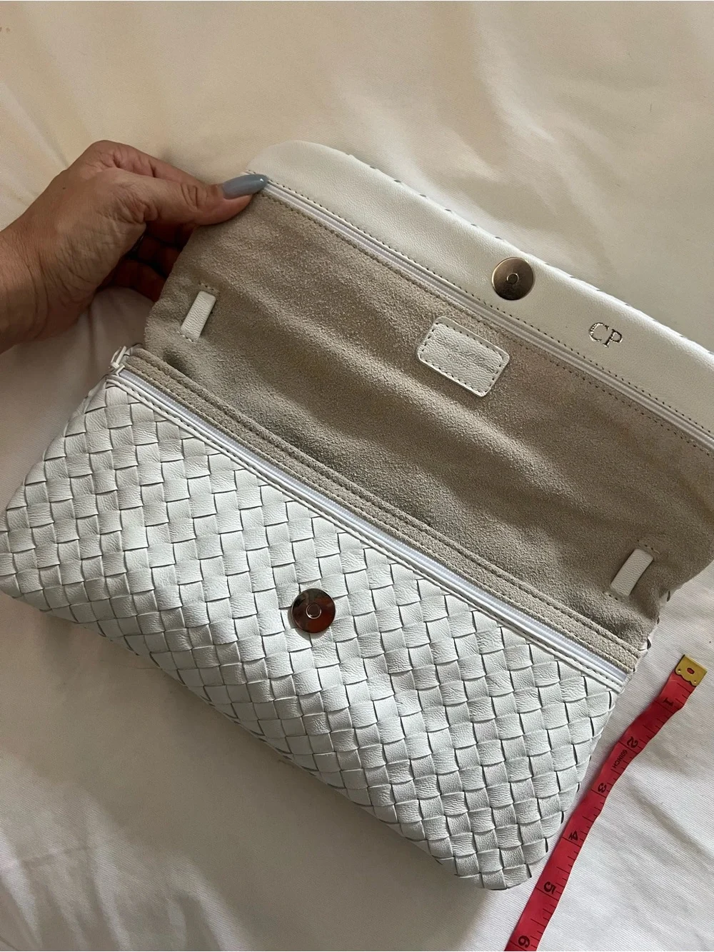 Intrecciato White Clutch
